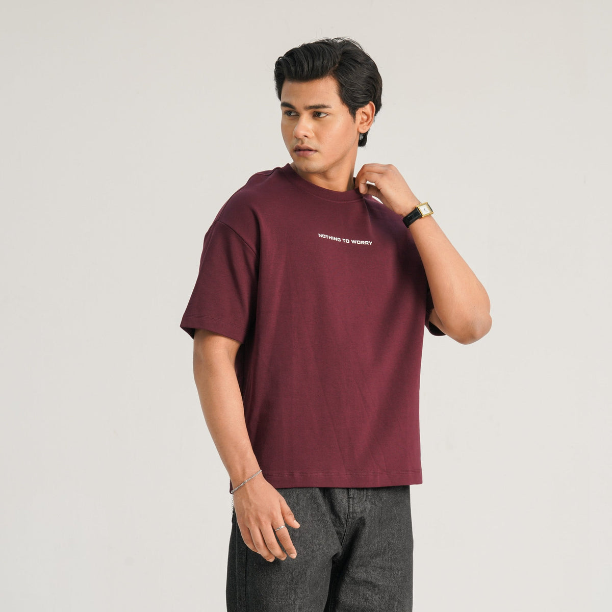Mens Maroon Oversized T-Shirt