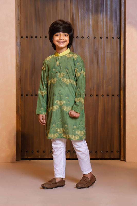 Boys Basic Panjabi- Lemon