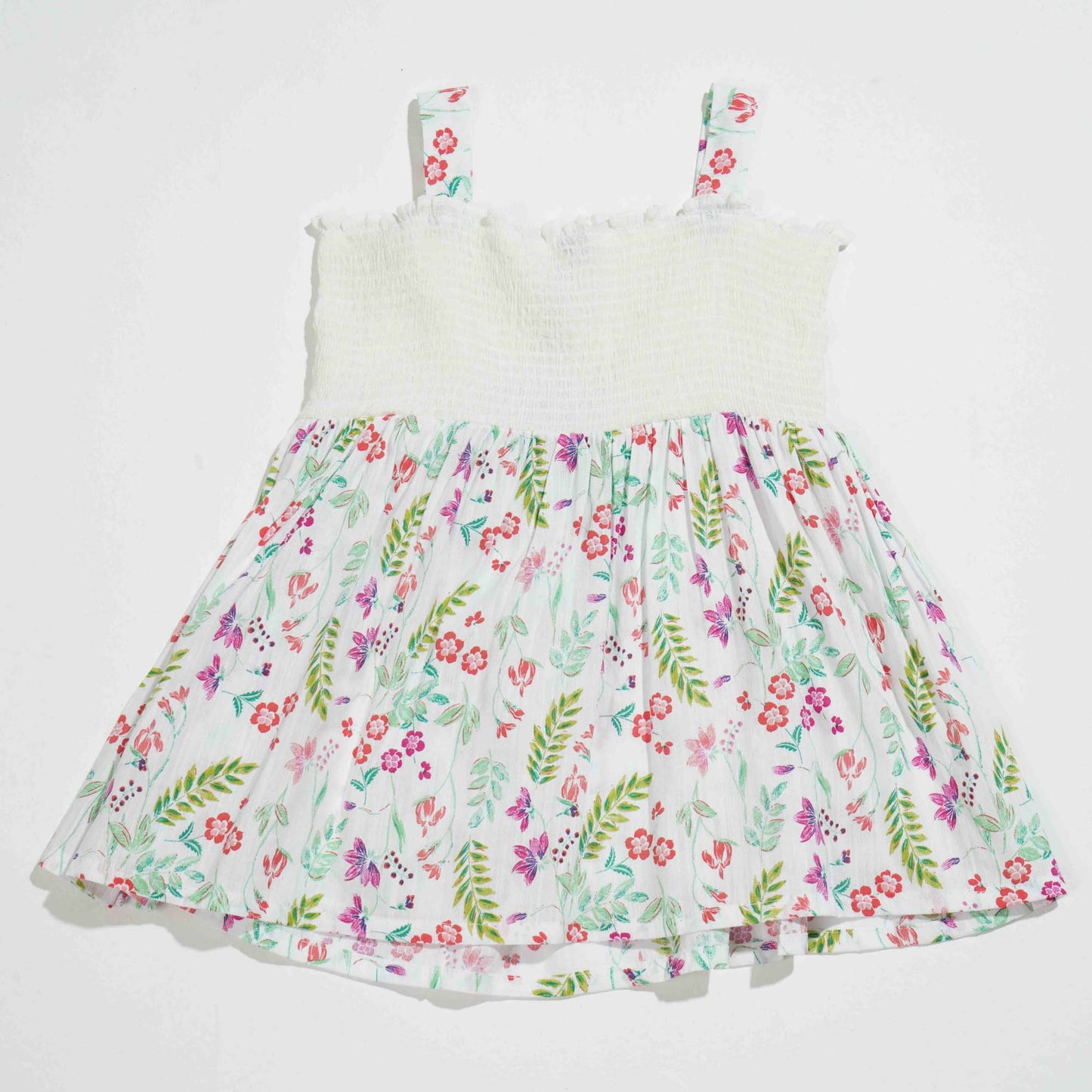 NEW BORN GIRLSFROCK - WHITE AOP