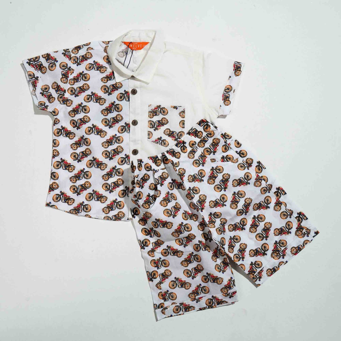 NEW BORN BOYS SHIRT - WHITE PRINT