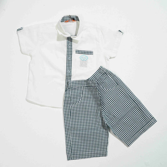 New Born Boys 2Pcs - White