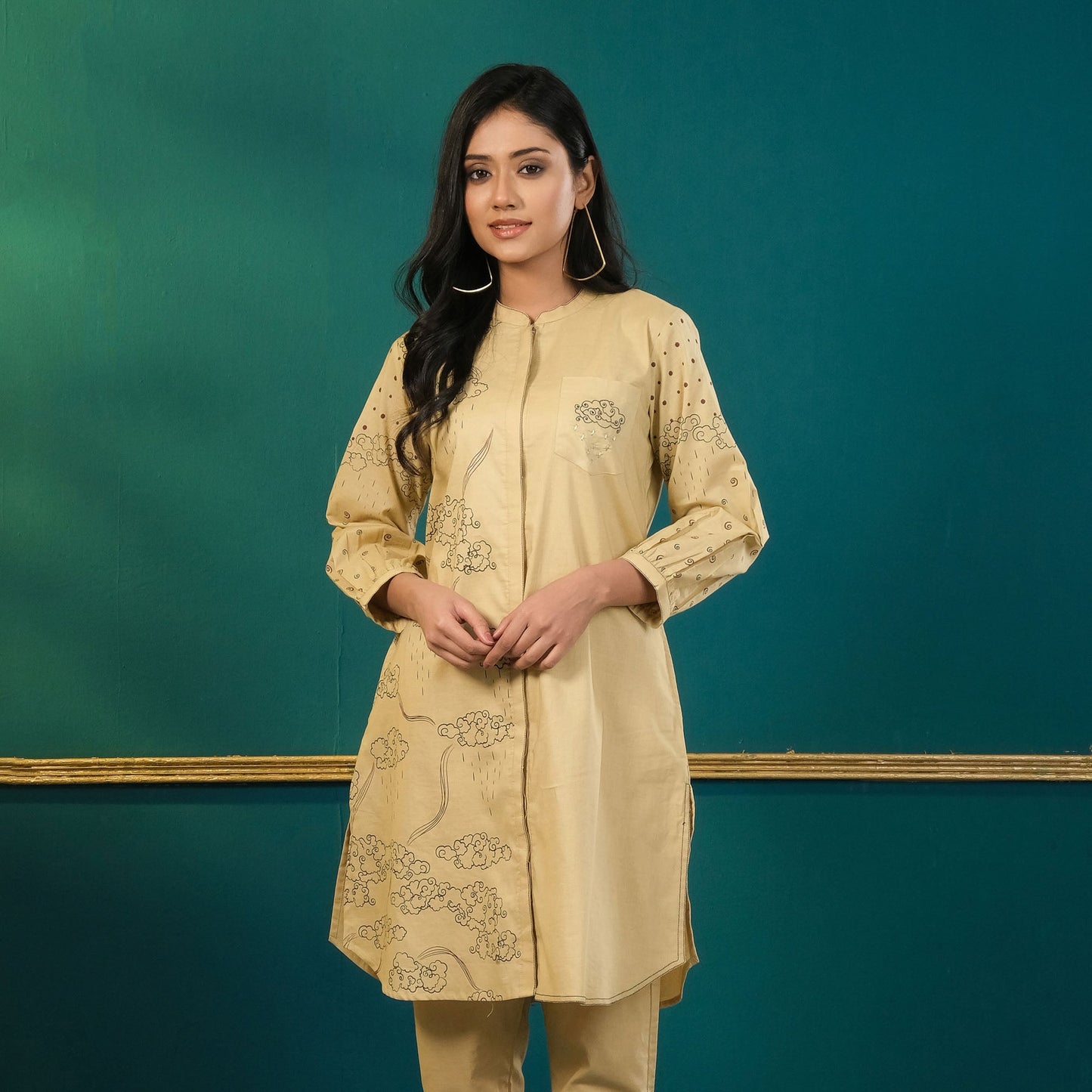 Women Khaki Ethnic Set