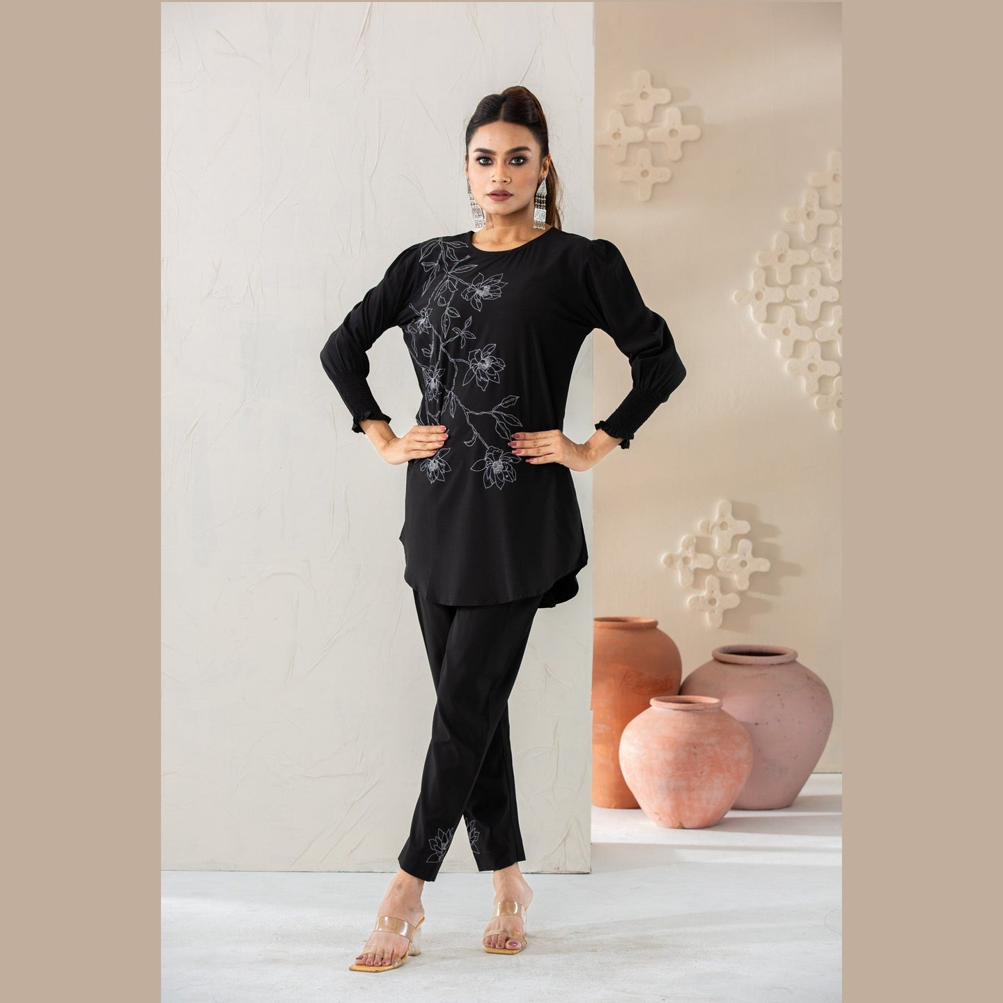 Women’s Black Ethnic Set