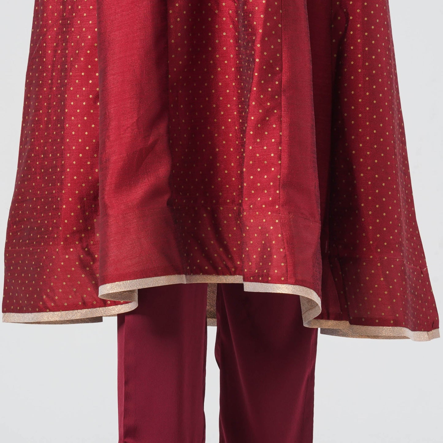Women's Maroon Silk Two Piece Set
