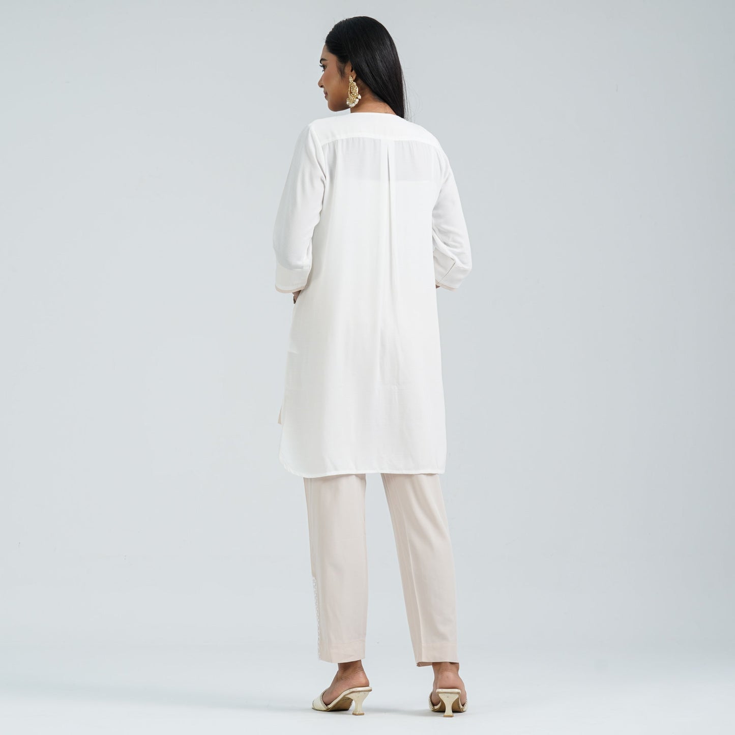 Women Off White Cotton Two Piece Set