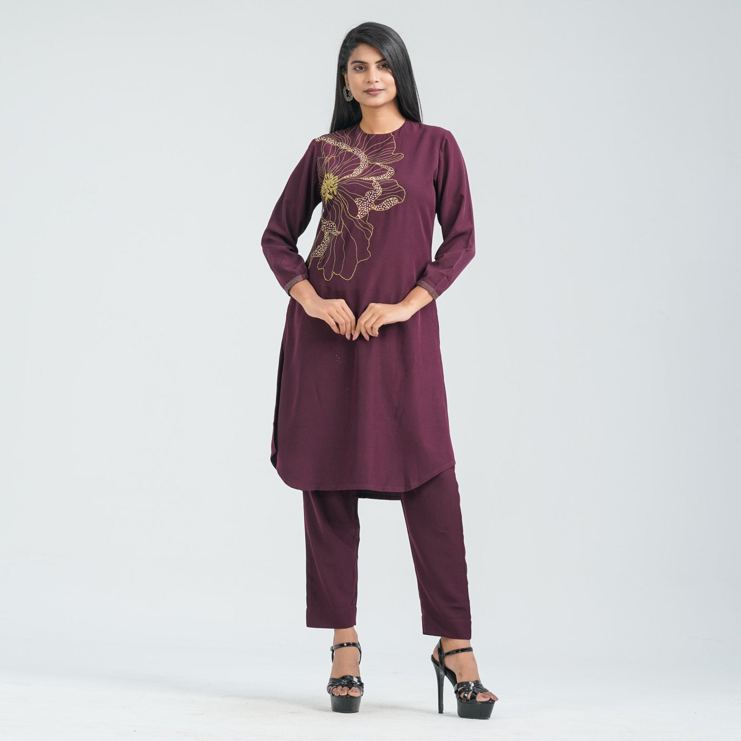 Womenâ€™s Floral Blended Silk Two Piece Set