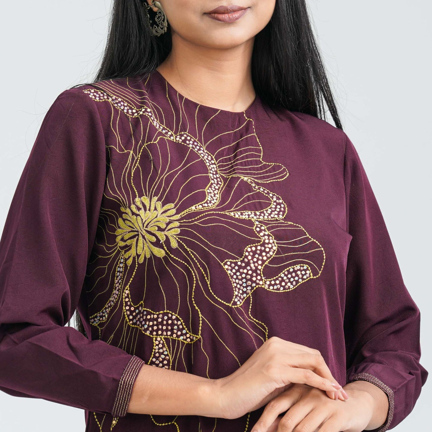 Womenâ€™s Floral Blended Silk Two Piece Set