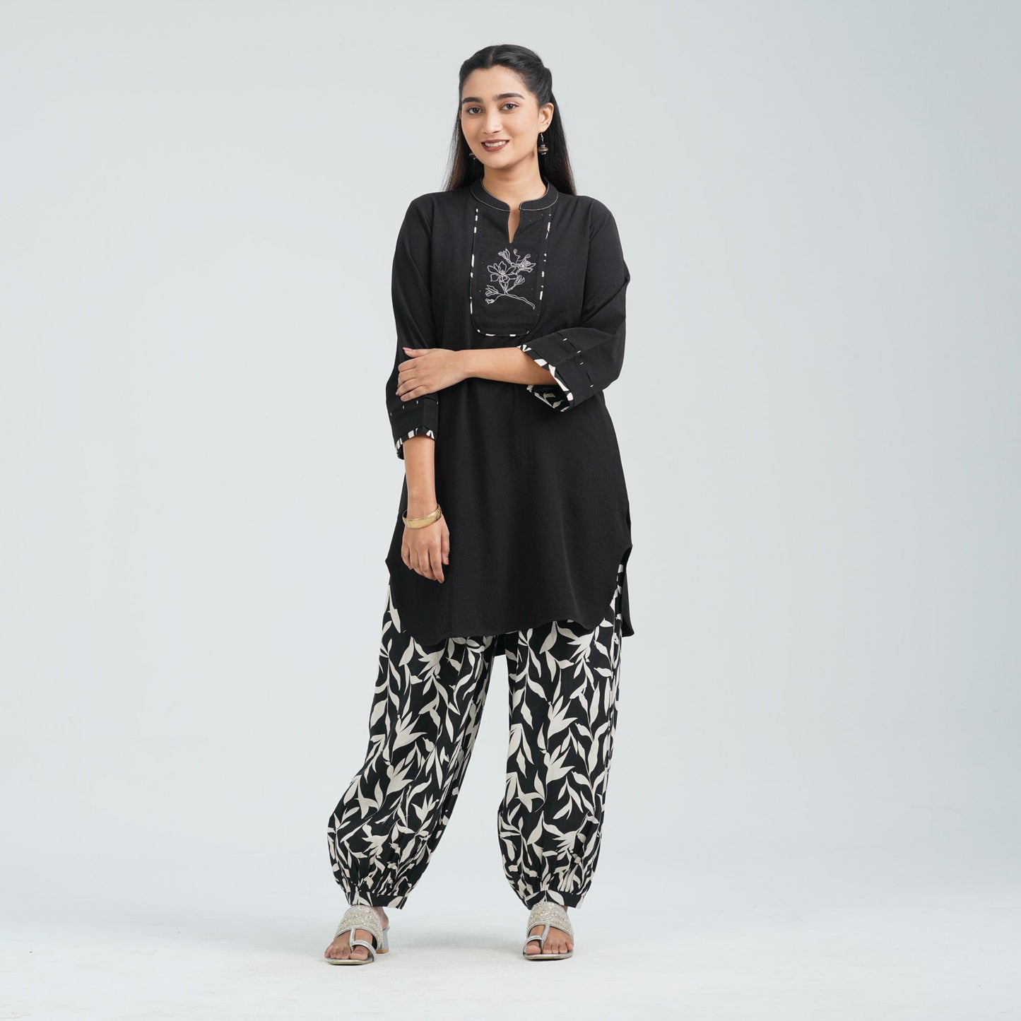 Women’s Black Embroidered Two Piece Set