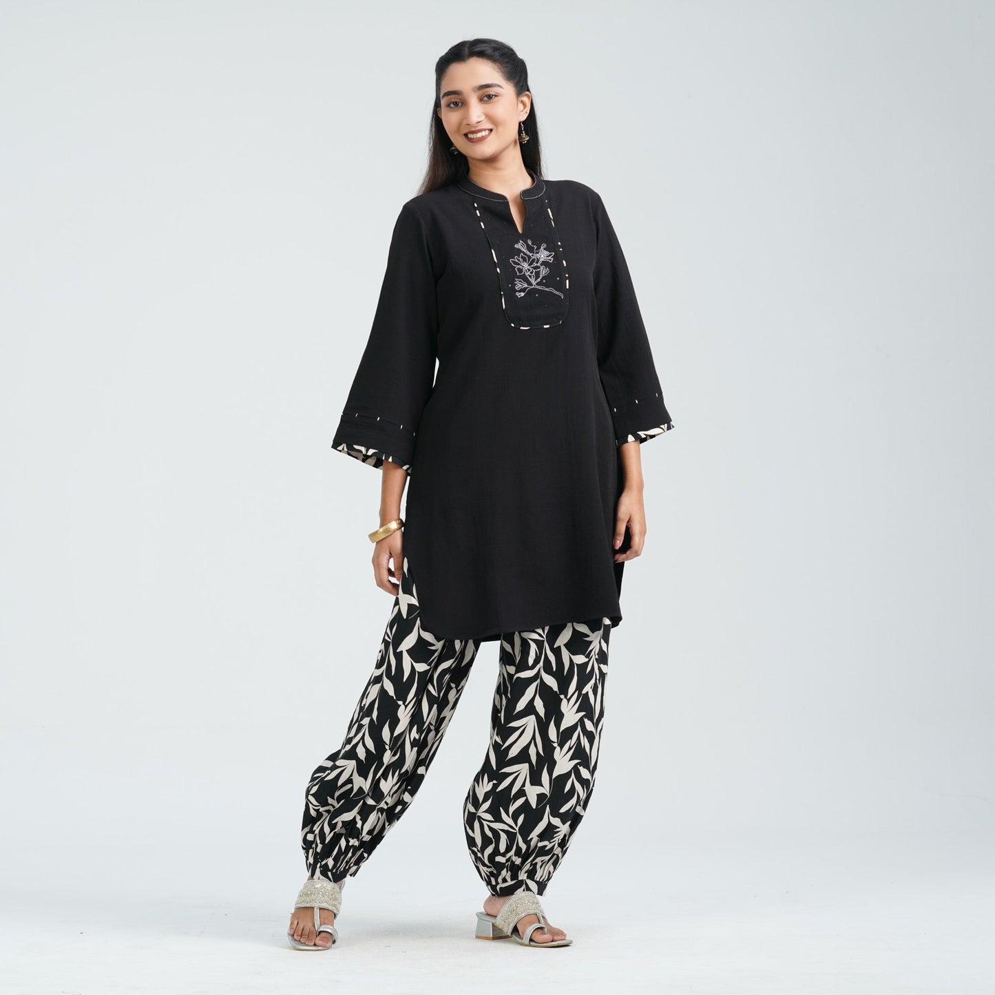Women’s Black Embroidered Two Piece Set
