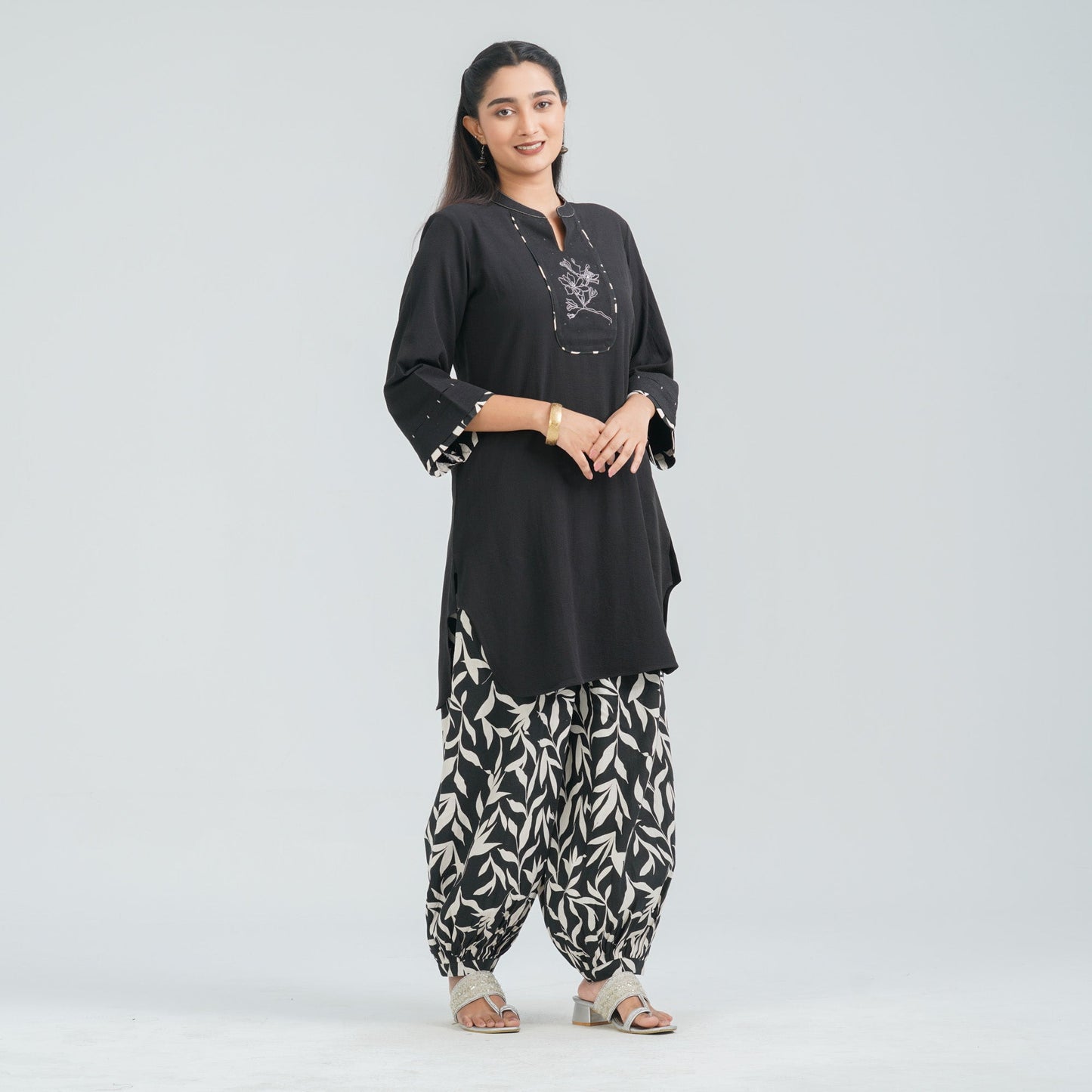 Women’s Black Embroidered Two Piece Set