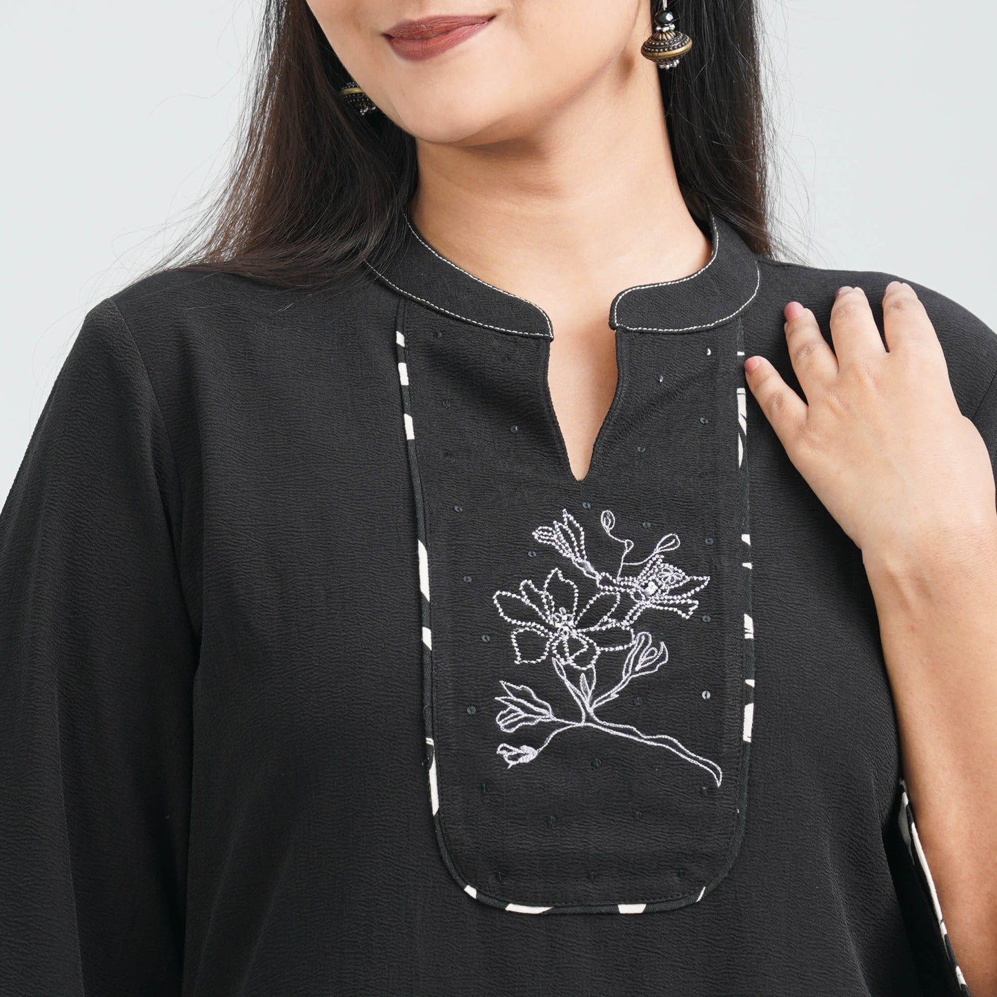 Women’s Black Embroidered Two Piece Set