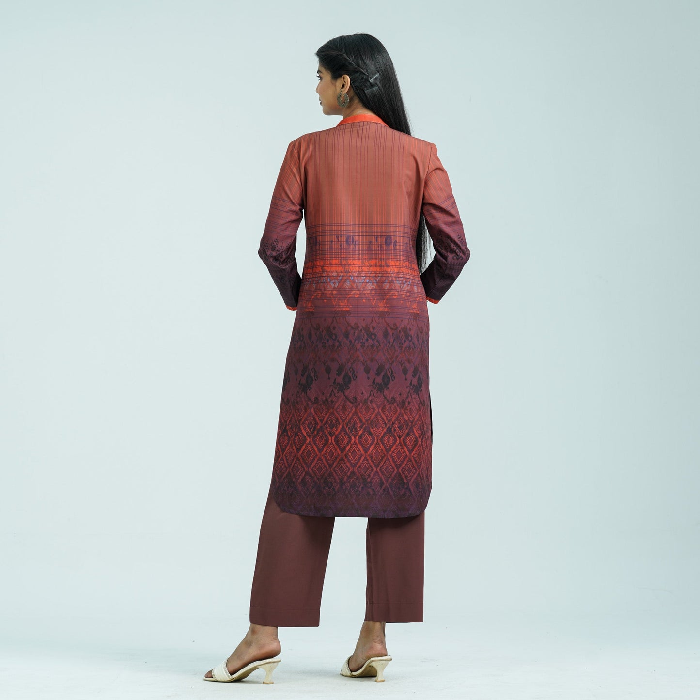 Women’s Brown Blended Silk Two Piece Set