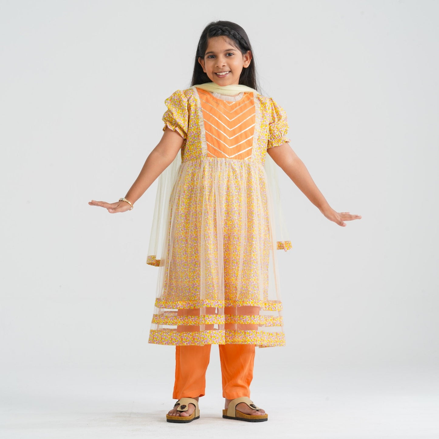 Girl’s Cotton Net Three Piece Set