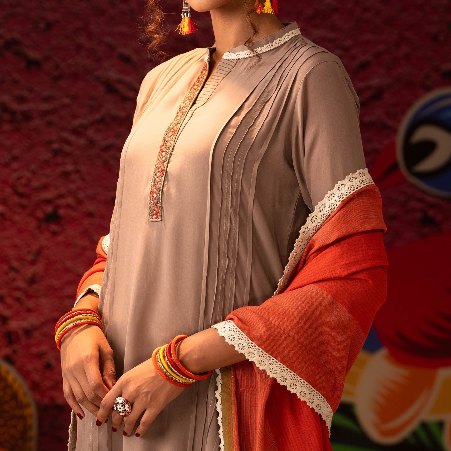 Womens Beige Three Piece set