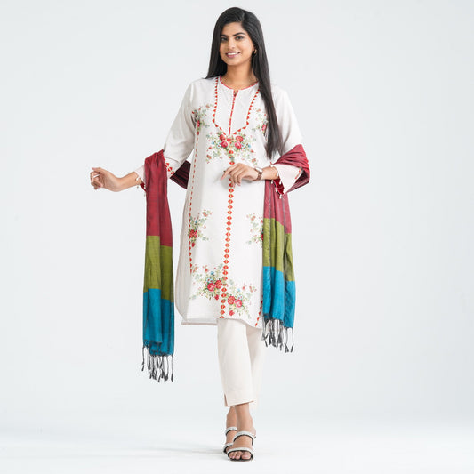 Women Blended Silk Three Piece Set