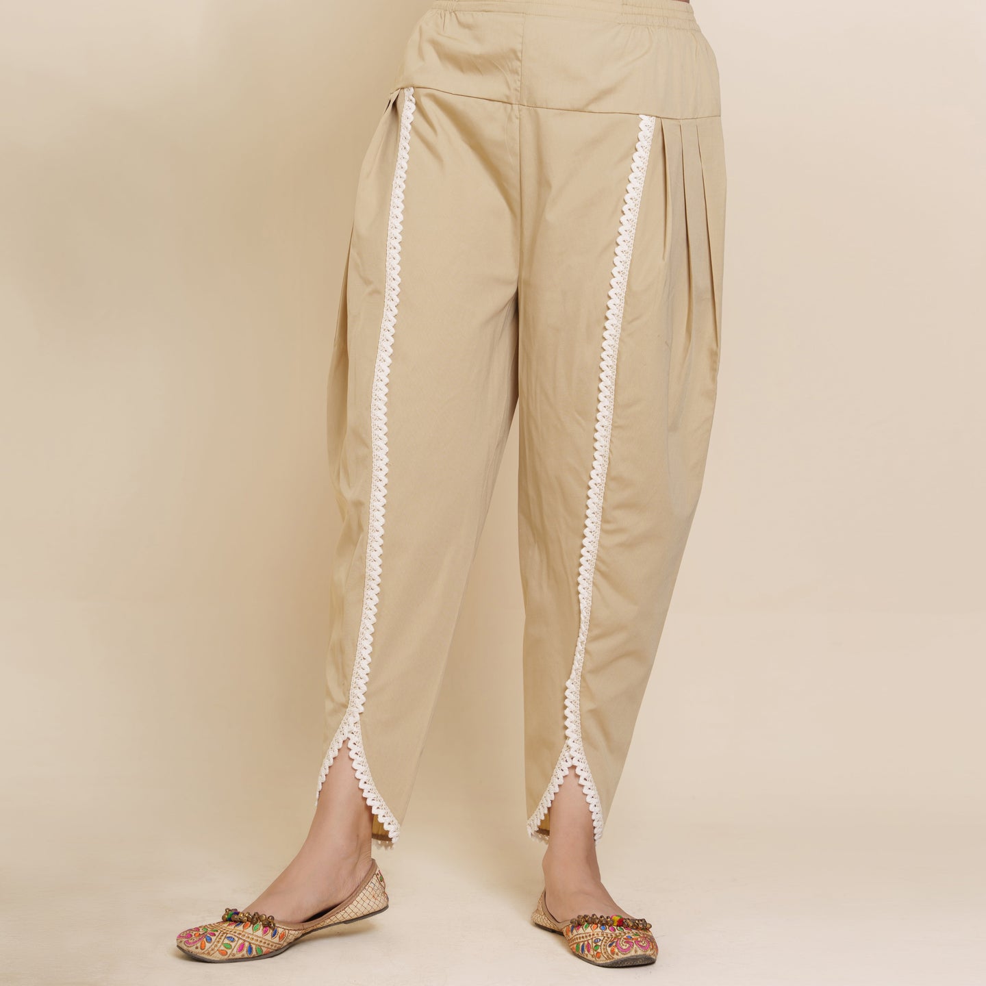 Women Beige Cotton Bottom