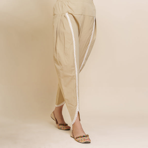 Women Beige Cotton Bottom