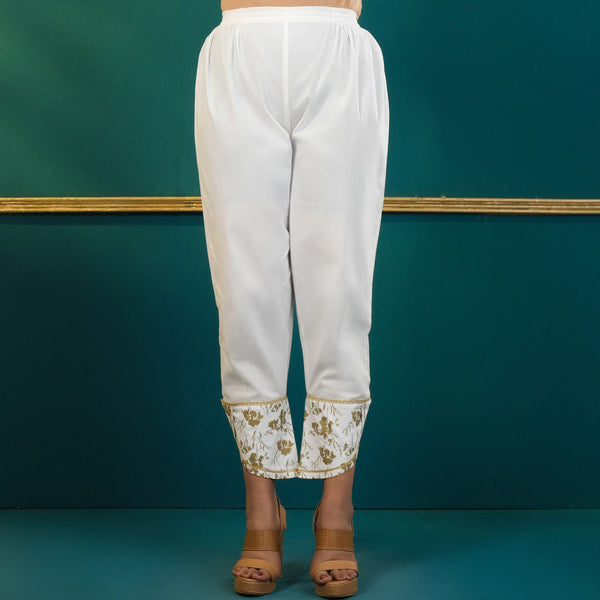 Womens White Cotton Bottom