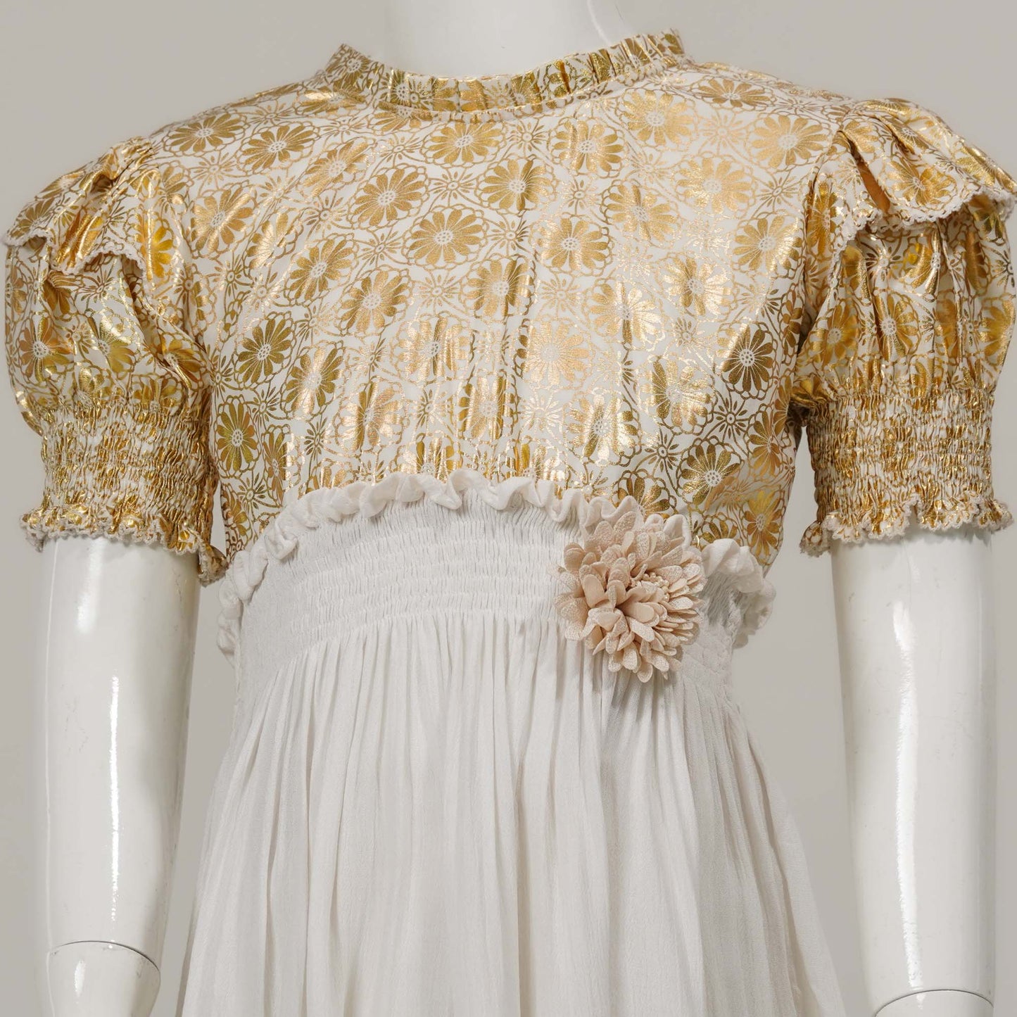Girls White & Golden Frock