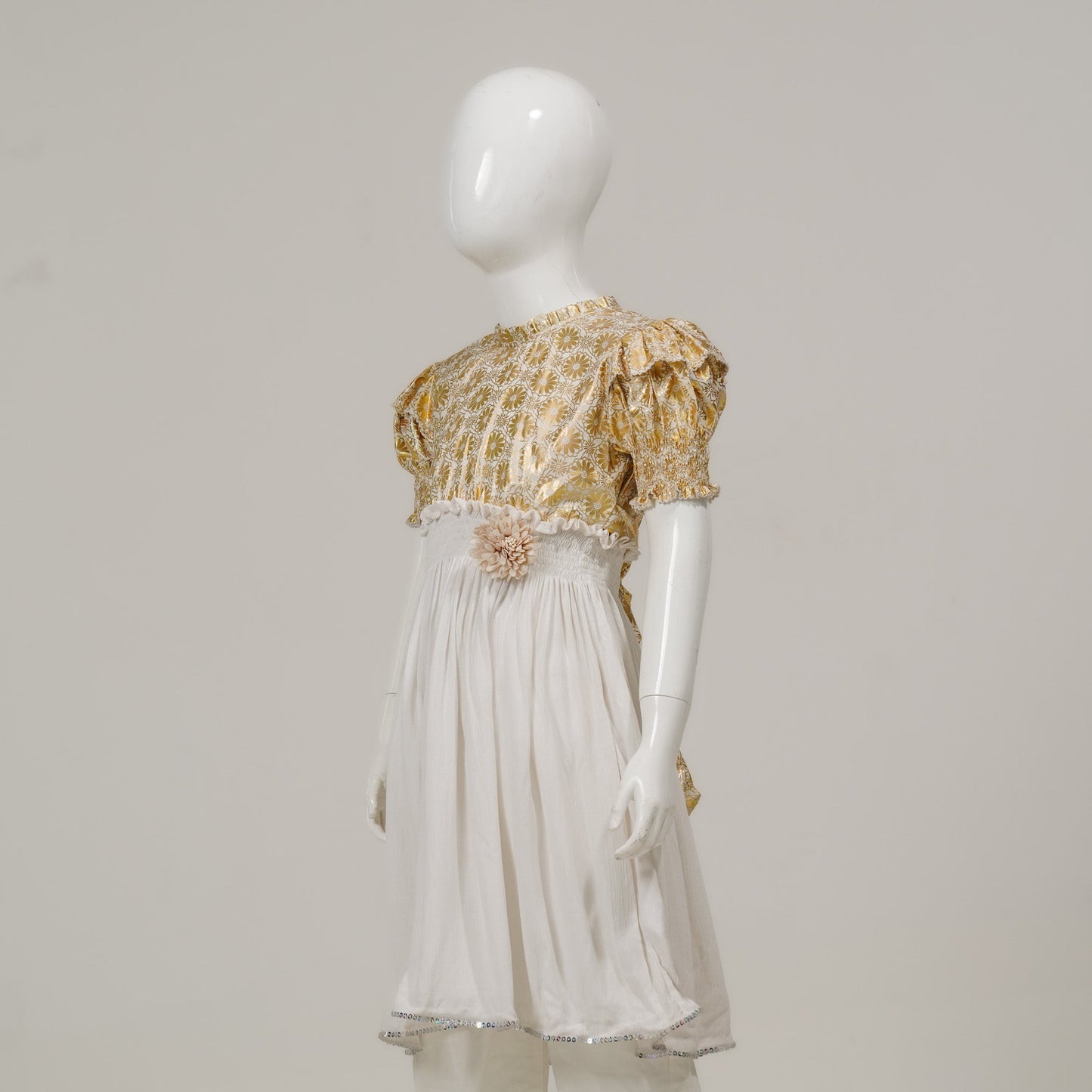 Girls White & Golden Frock