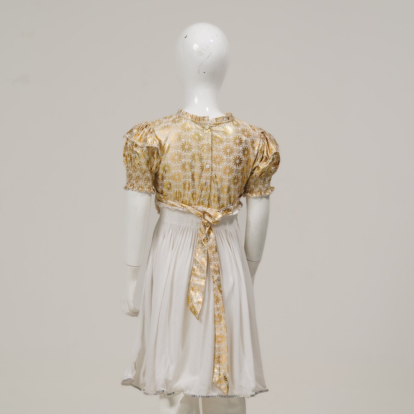 Girls White & Golden Frock