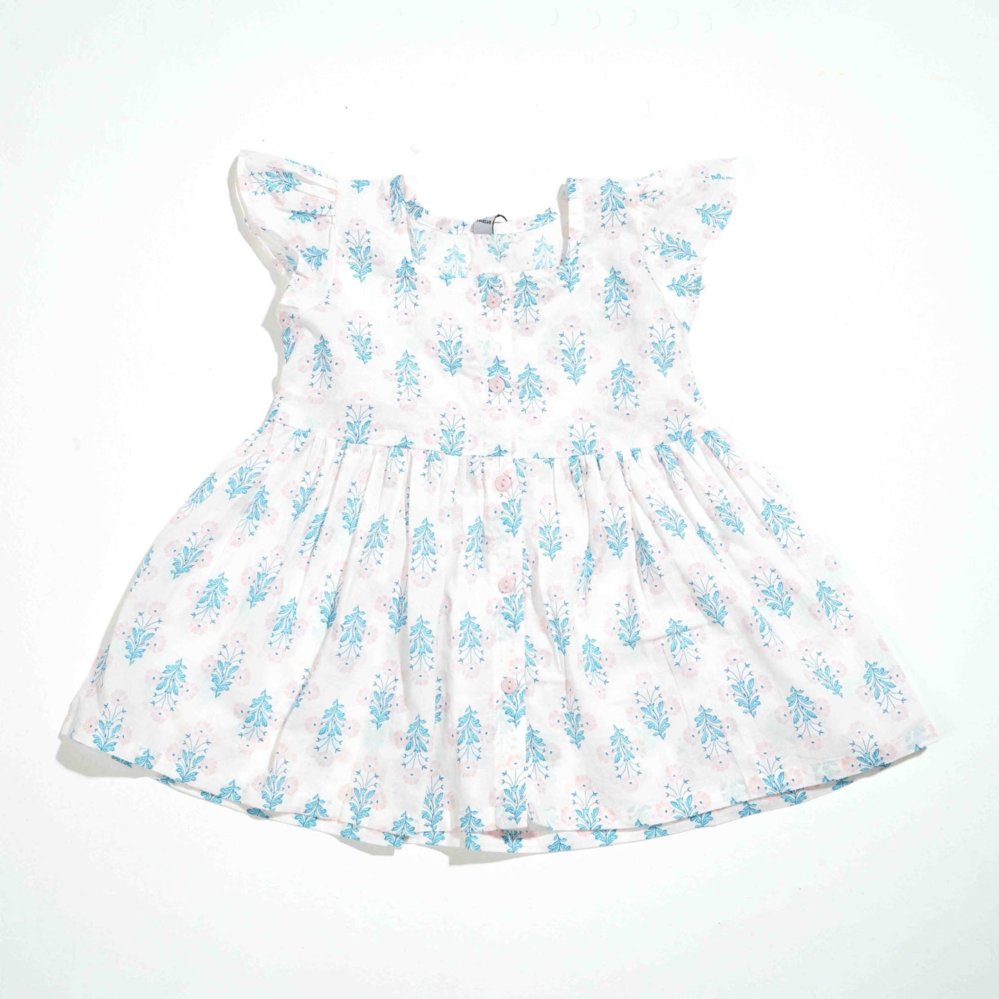 NEW BORN GIRLS FROCK - LIGHT PINK AOP