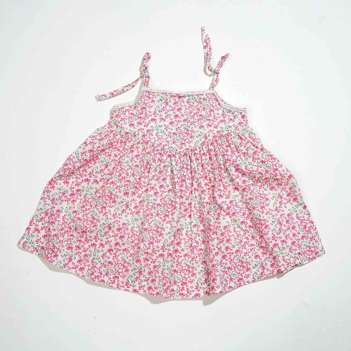 NEW BORN GIRLS FROCK - PINK FLORAL