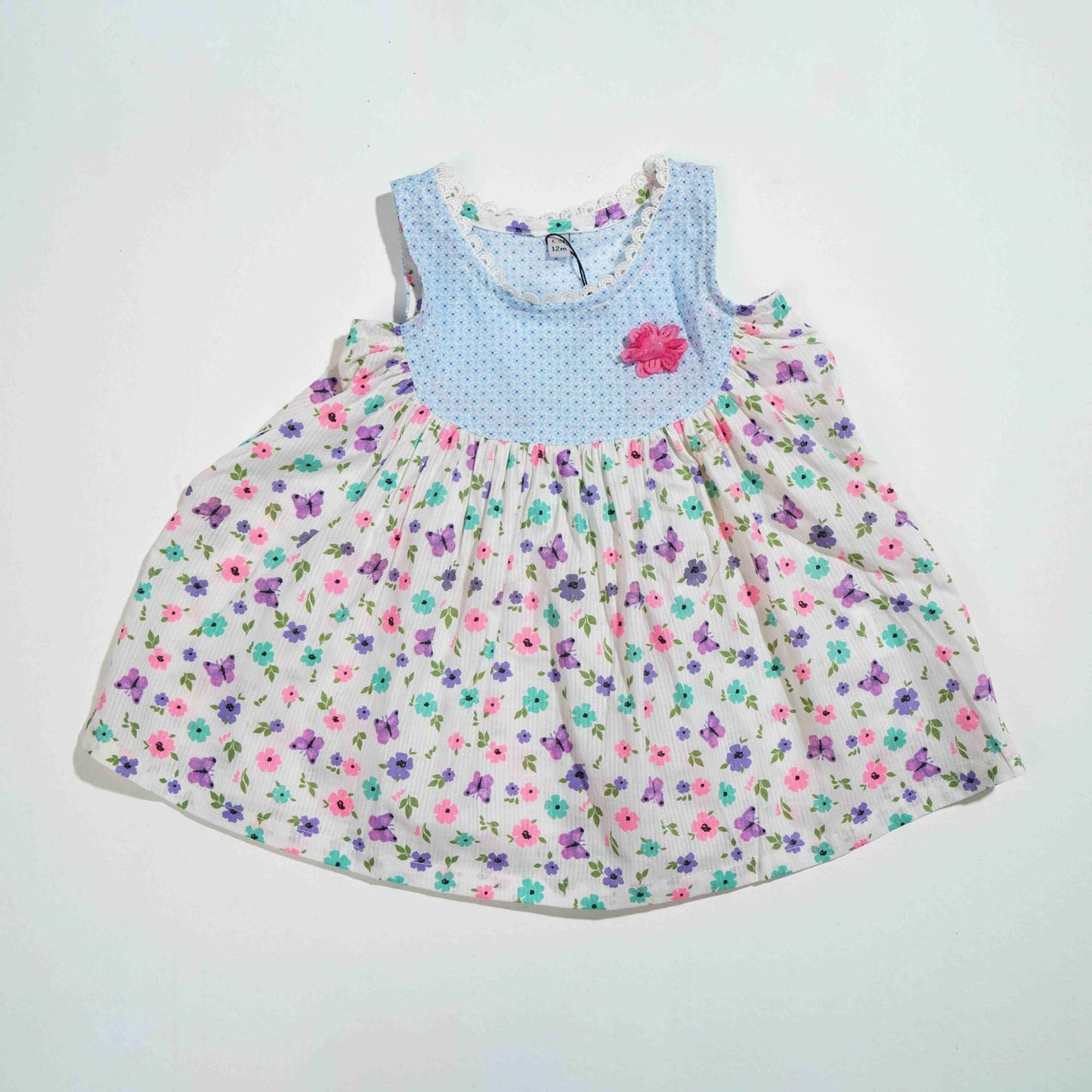 New Born Girls Frock - White Floral