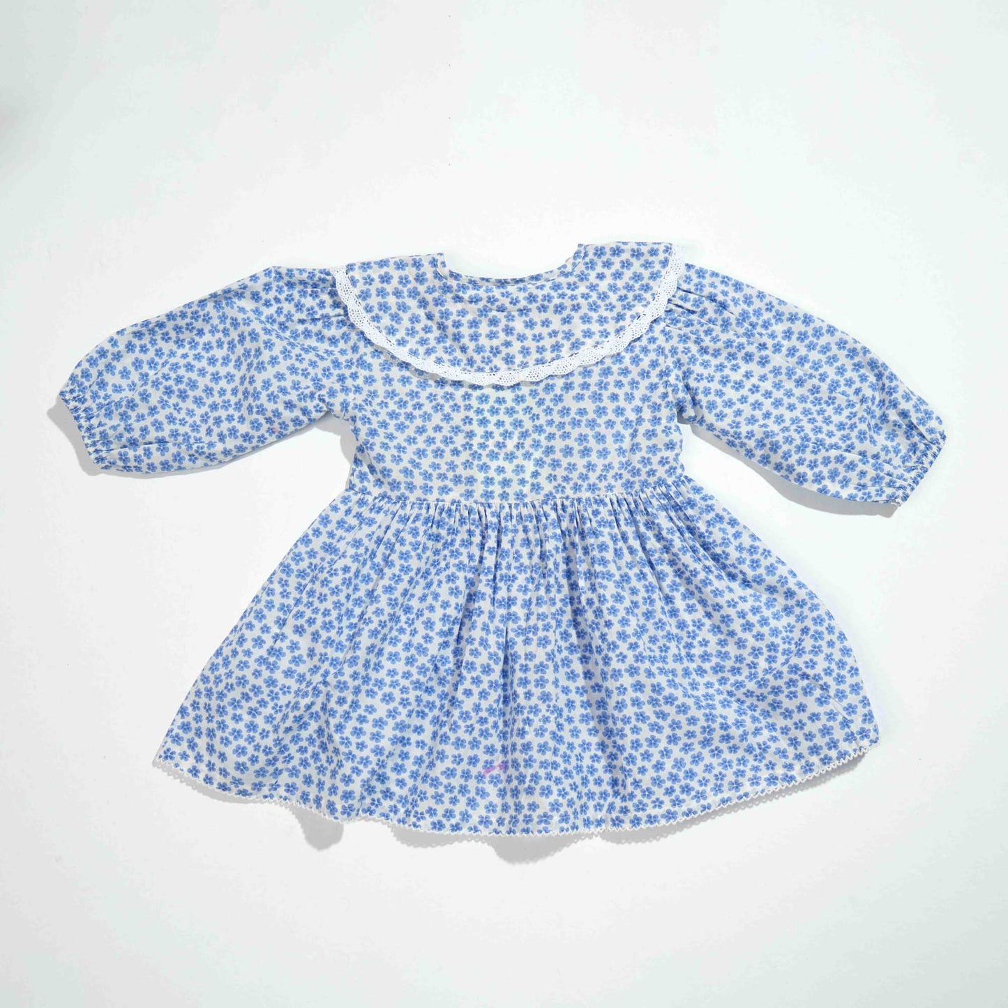 NEW BORN GIRLS FROCK - BLUE AOP