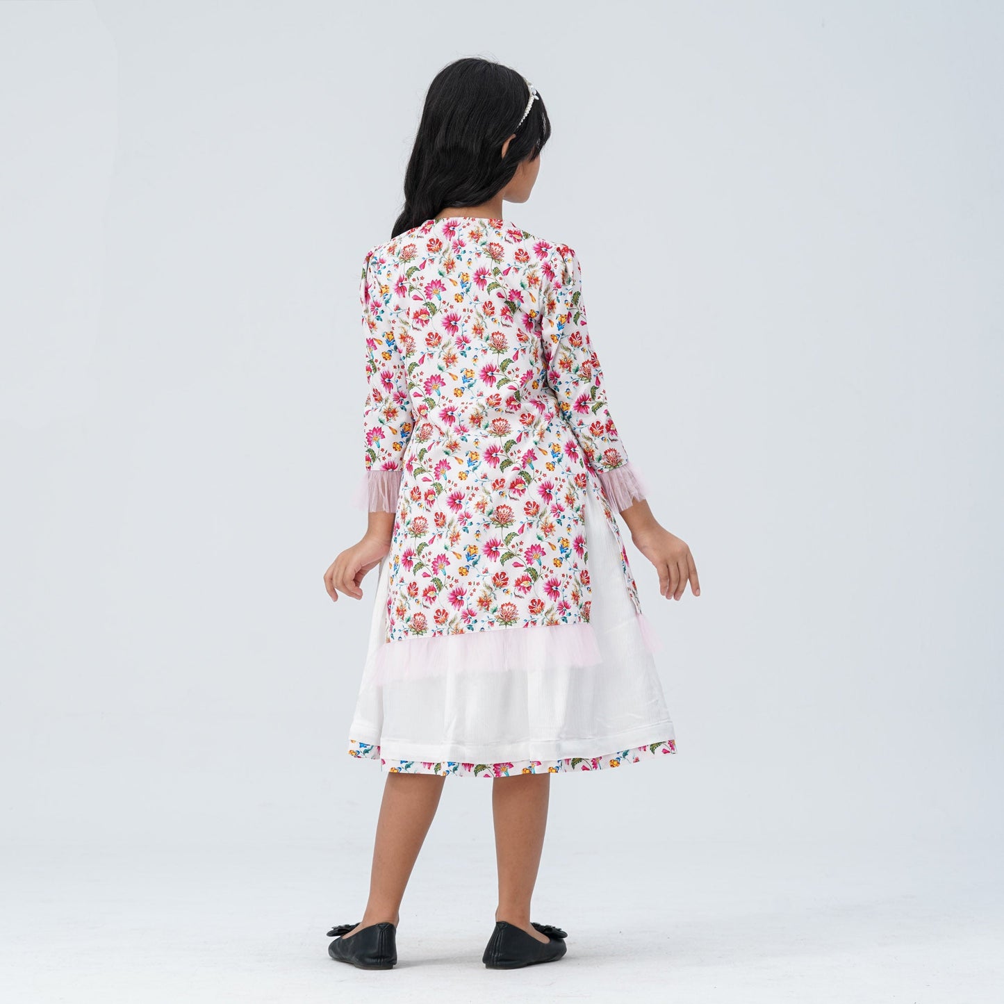 Girl's Floral Silk Gown