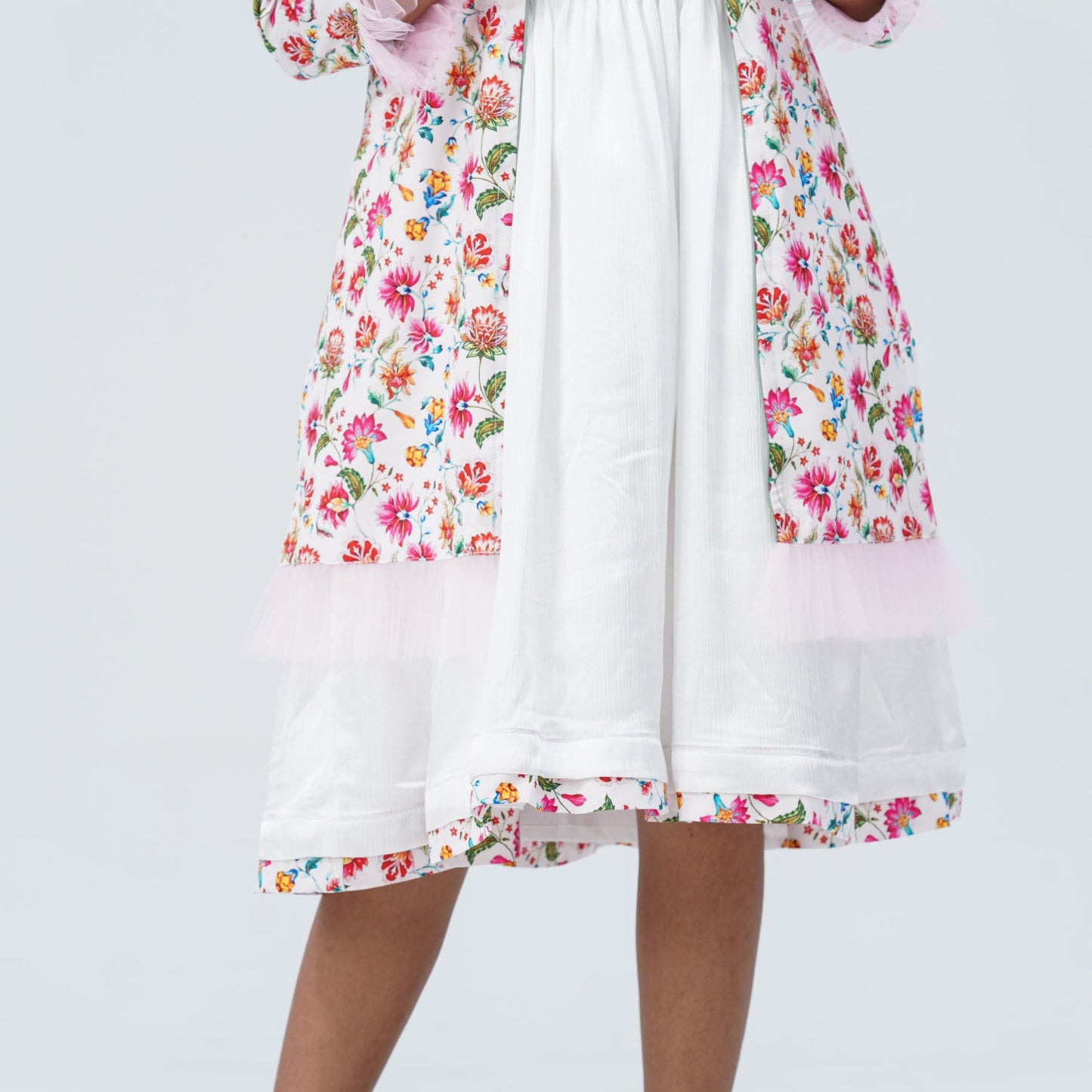 Girl's Floral Silk Gown