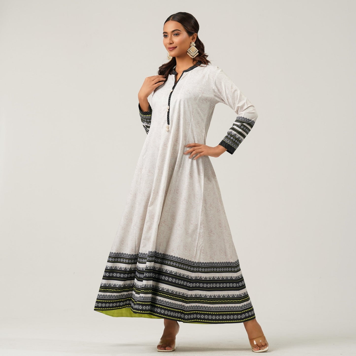 Womens White Black Gown