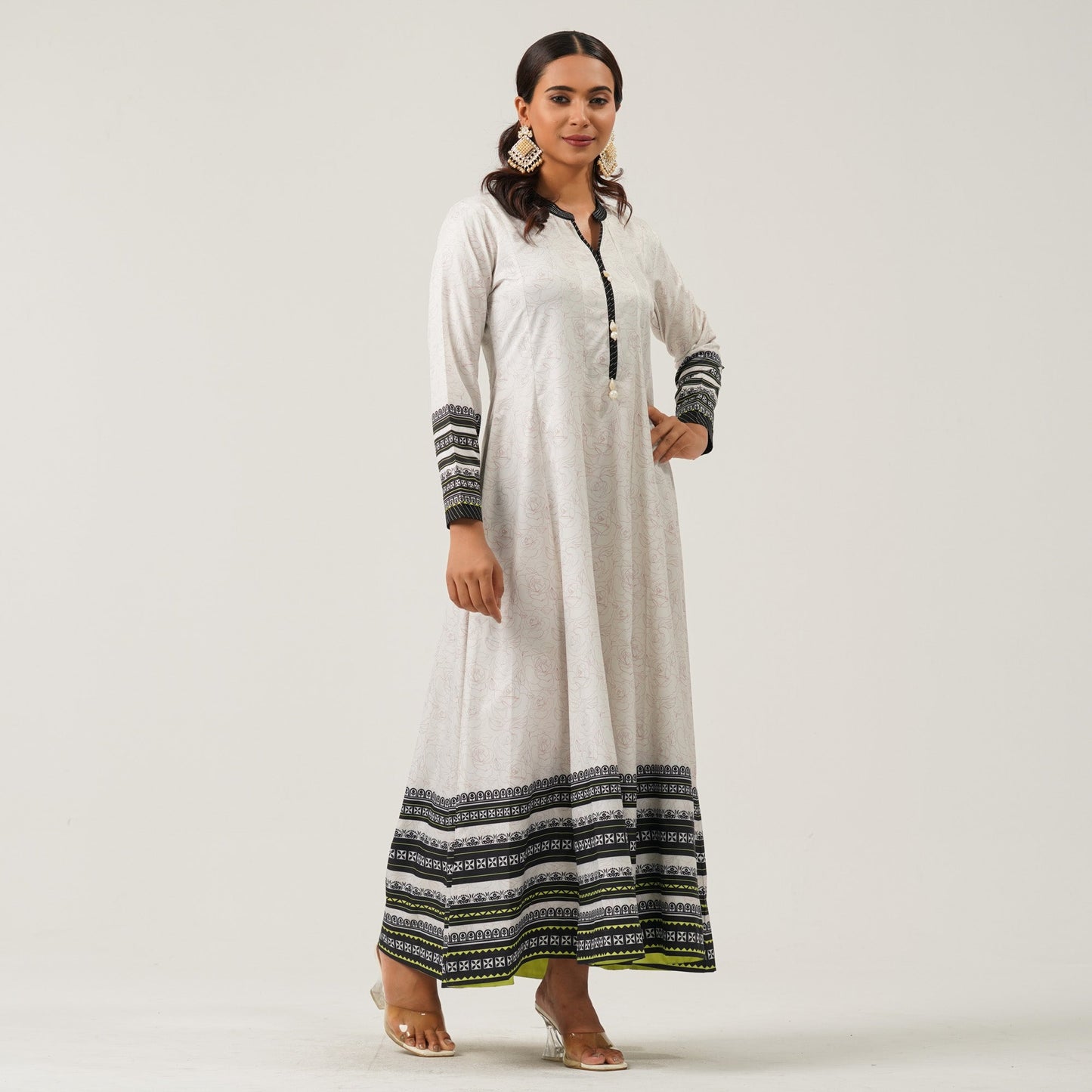 Womens White Black Gown