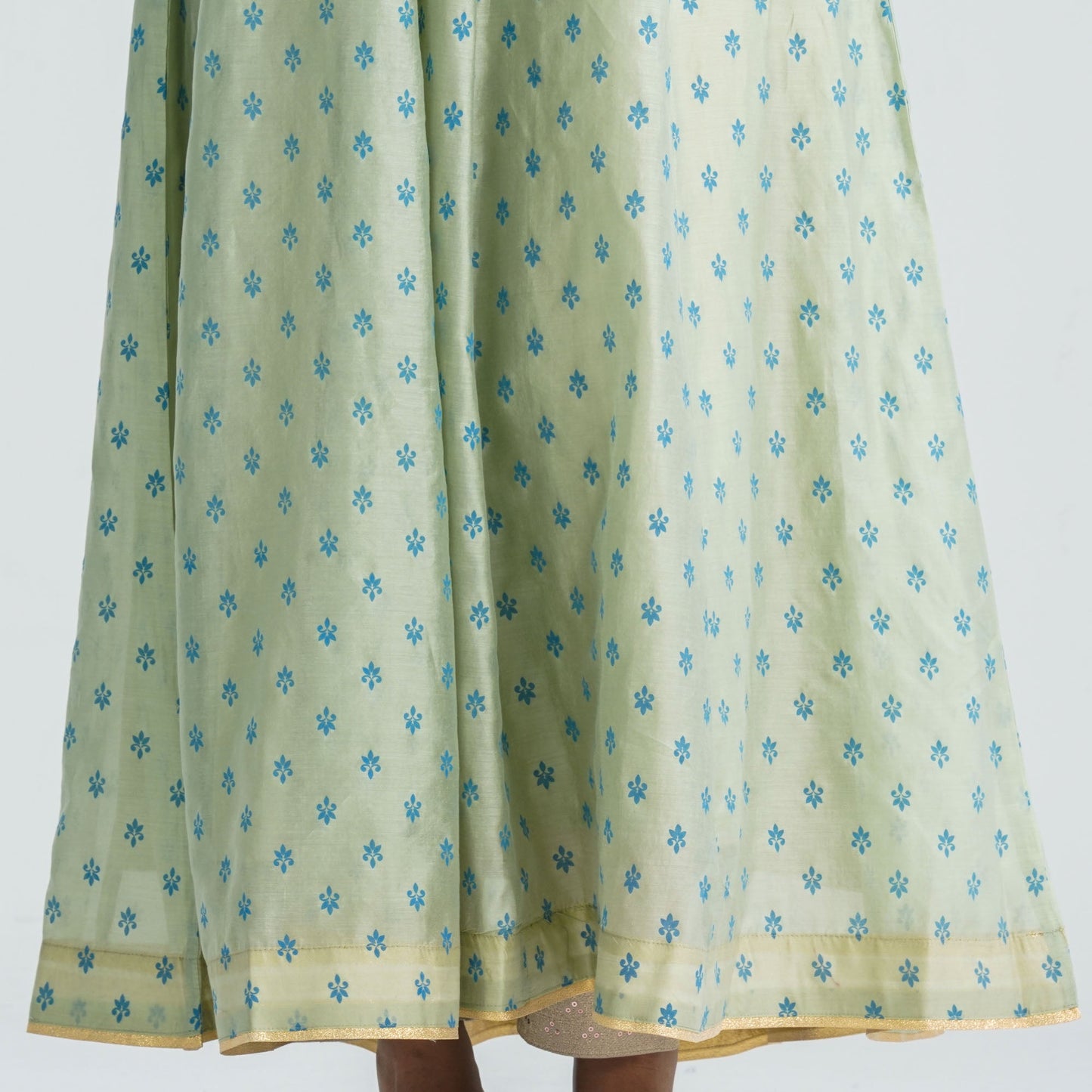 Women Half Silk Ethnic Gown