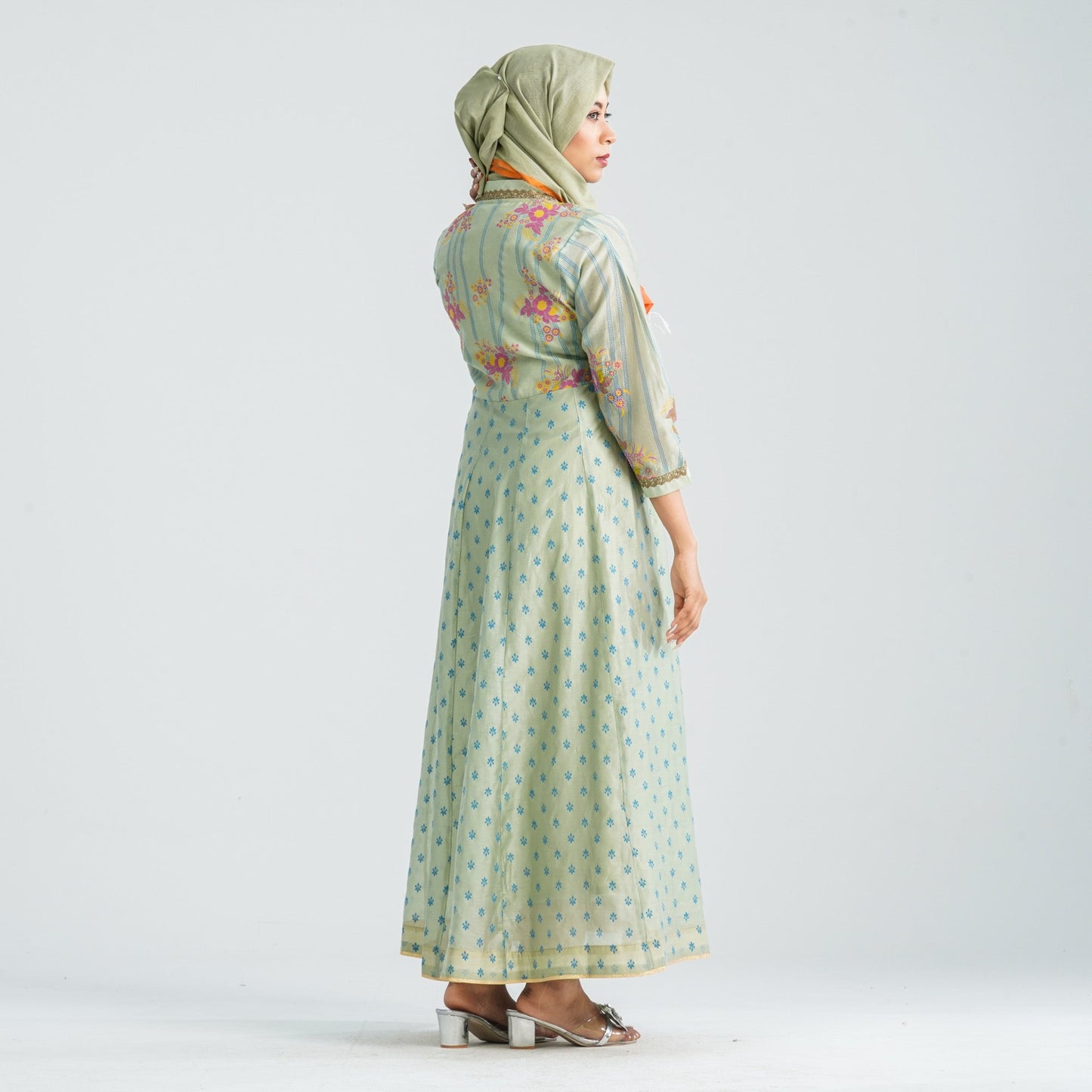 Women Half Silk Ethnic Gown