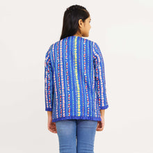 Load image into Gallery viewer, Girls Blue Ethnic Jacket
