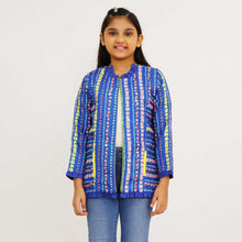 Load image into Gallery viewer, Girls Blue Ethnic Jacket
