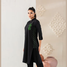 Load image into Gallery viewer, Women Black Printed Silk Kurti
