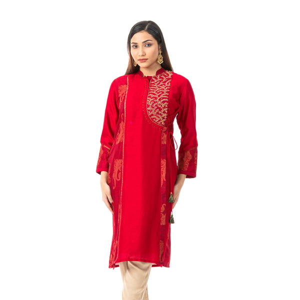 Women Red Two-Tone Kurti