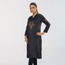 Load image into Gallery viewer, Women&#39;s Black Embroidered High Range Kurti
