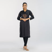 Load image into Gallery viewer, Women&#39;s Black Embroidered High Range Kurti
