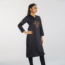 Load image into Gallery viewer, Women&#39;s Black Embroidered High Range Kurti
