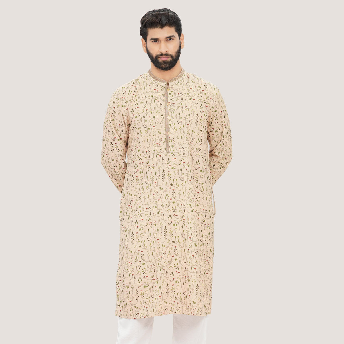 Men's Beige Panjabi