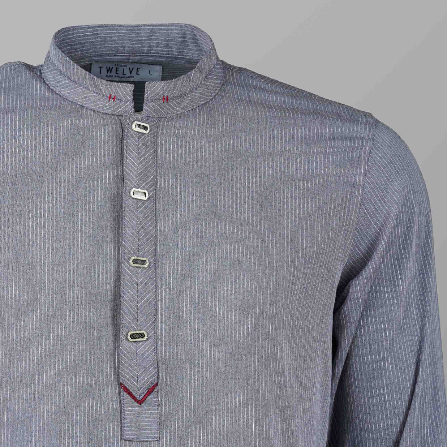 Mens Grey Strip Premium Panjabi