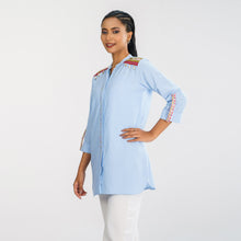 Load image into Gallery viewer, Women Light Blue Ethnic Shirt
