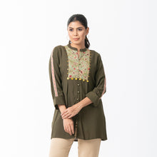 Load image into Gallery viewer, Womens Olive Ethnic Top
