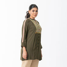 Load image into Gallery viewer, Womens Olive Ethnic Top
