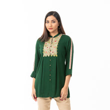 Load image into Gallery viewer, Womens Green Ethnic Top
