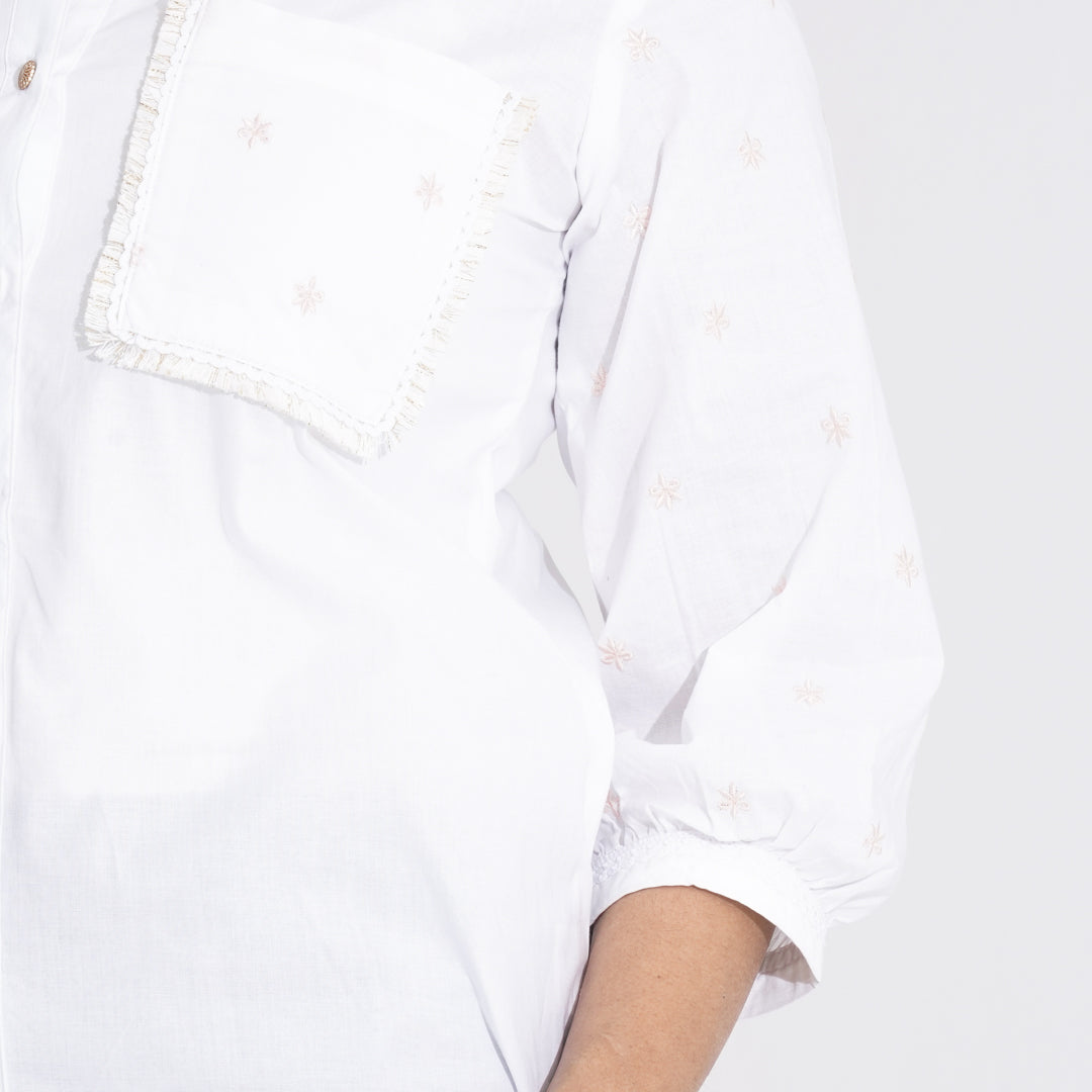 Women White Ethnic Top