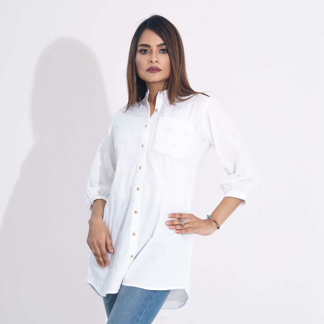 Women White Ethnic Top